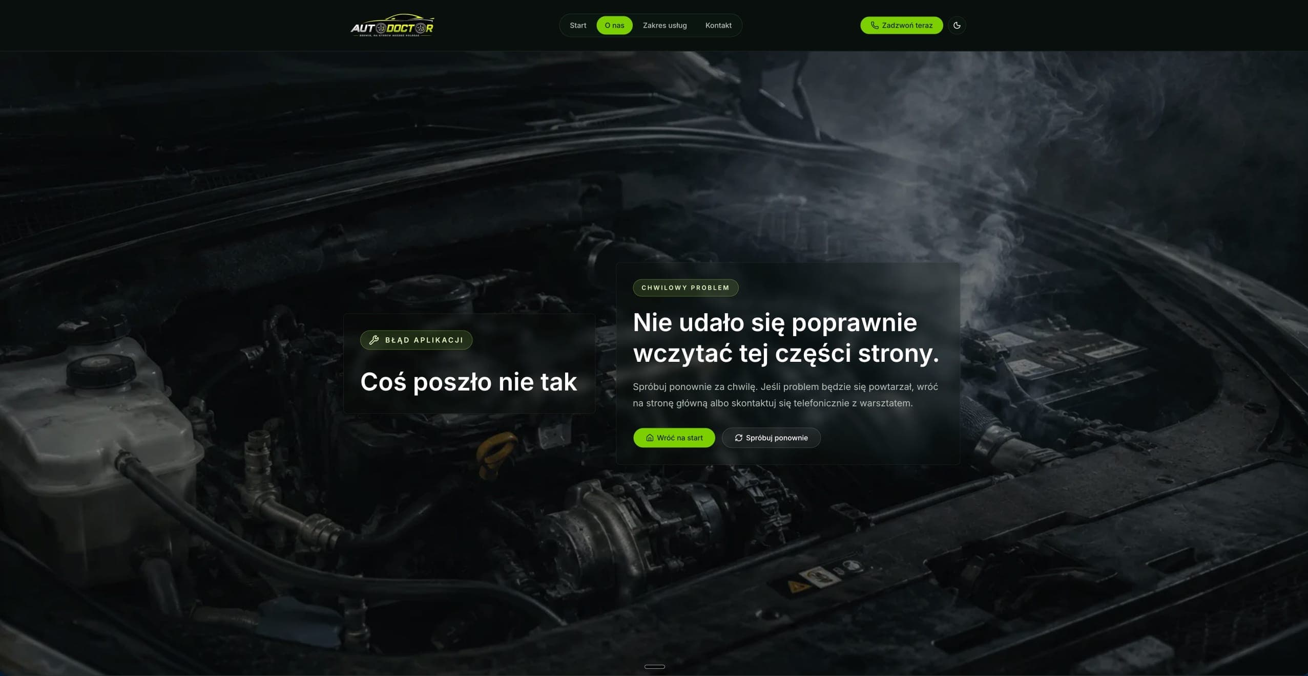 Niestandardowa strona błędu AutoDoctor