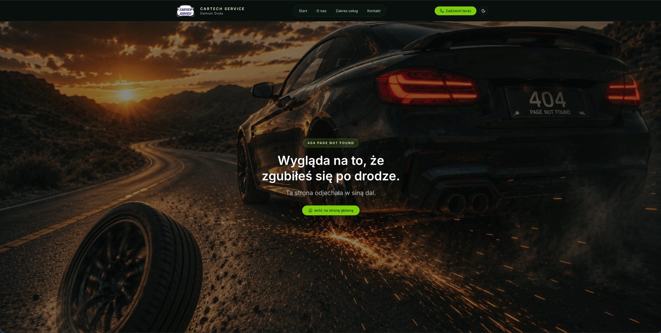 Niestandardowa strona 404 Cartech Service